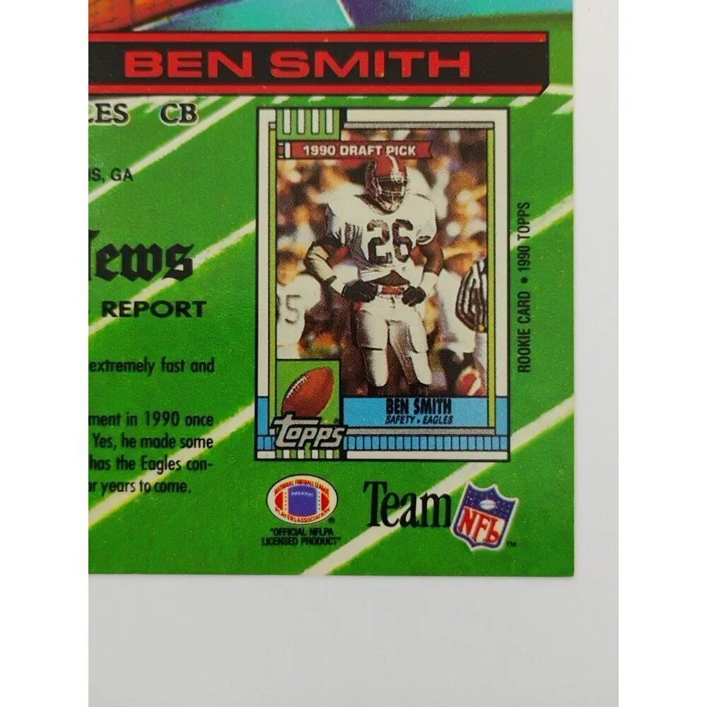 1991 Topps Stadium Club Football Card Ben Smith Philadelphia Eagles #424 - Picture 6 of 7